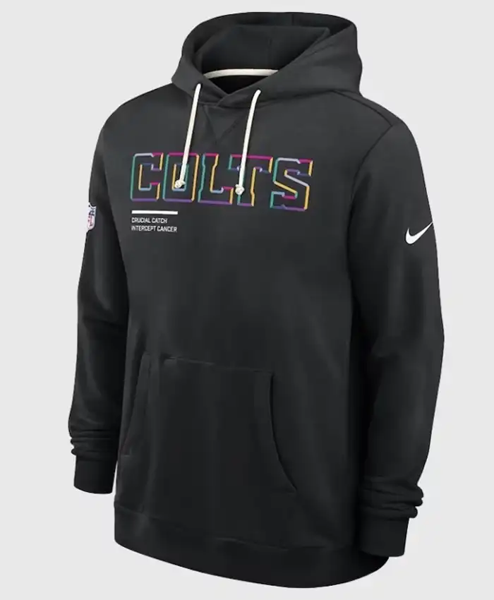 Indianapolis Colts 2025 Black Crucial Catch Pullover Hoodie For Sale