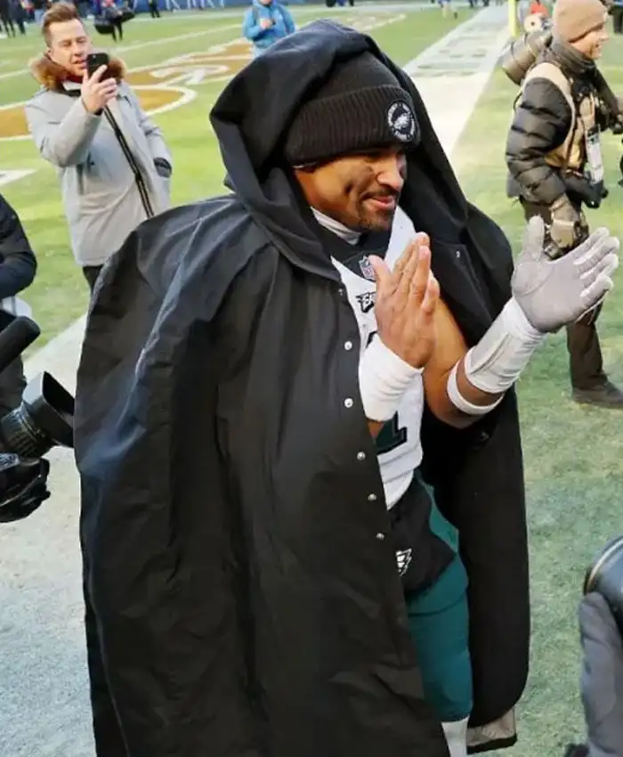Jalen Hurts Philadelphia Eagles Black Cape Coat For Sale