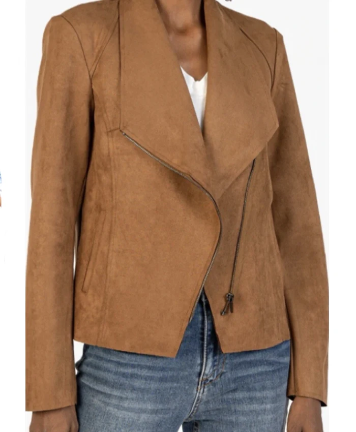 Jan Morgan Beyond the Gates Brown Suede Jacket For Sale