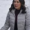 Janel Parrish Christmas on Duty Grey Puffer Jacket For Sale
