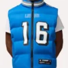 Jared Goff Detroit Lions Off Season Player Blue Puffer Vest