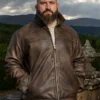 Joe Marler The Celebrity Traitors S01 Brown Leather Jacket
