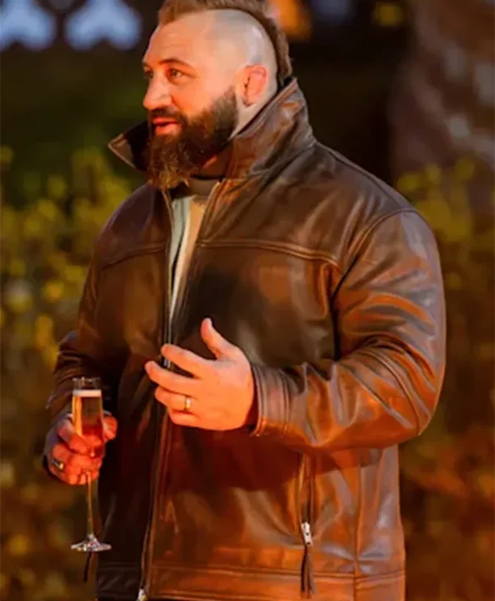 Joe Marler The Celebrity Traitors S01 Brown Leather Jacket For Sale