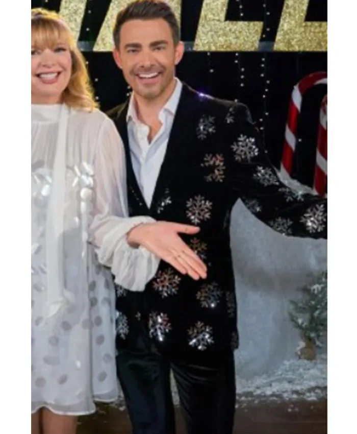 Jonathan Bennett Finding Mr Christmas S02 Snowflake Prnit Blazer