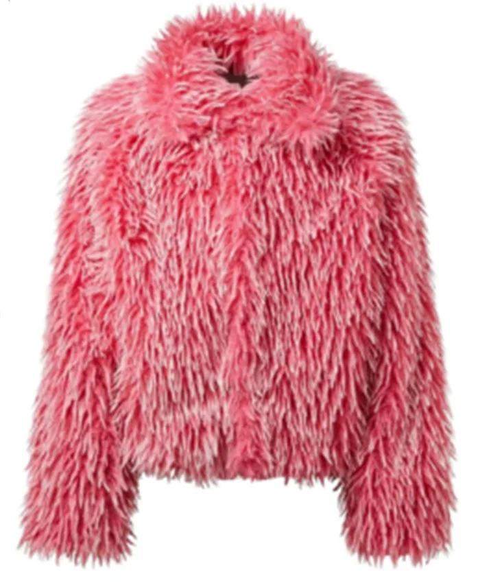 Jordan Firstman I Love LA S01 Pink Fur Jacket For Sale