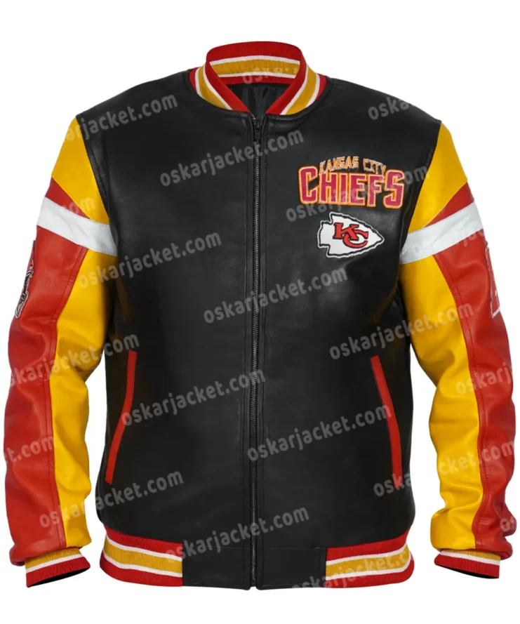 Kansas City Chiefs Black Leather Varsity Jacket