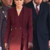 Kate Middleton Burgundy Long Coat