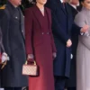 Kate Middleton Burgundy Long Coat For Sale