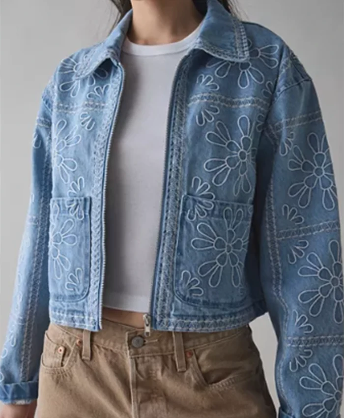 Katie Fleming Heartland S19 Floral Denim Jacket For Sale