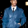 Keith Powers CFDA 2025 Blue Leather Jacket For Sale