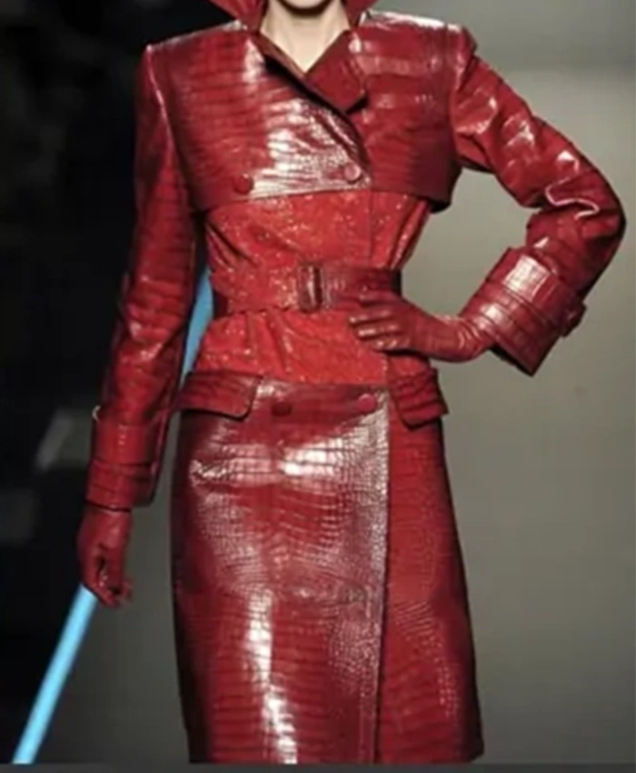 Kim Kardashian All is Fair S01 Brown Leather Coat For Sale