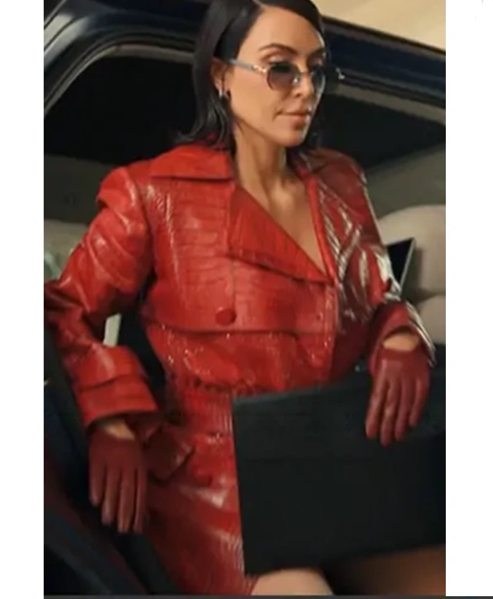 Kim Kardashian All is Fair S01 Brown Leather Coat