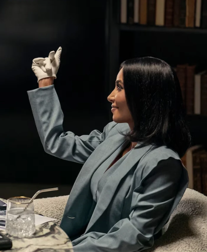 Kim Kardashian All’s Fair S01 Grey Blazer For Sale