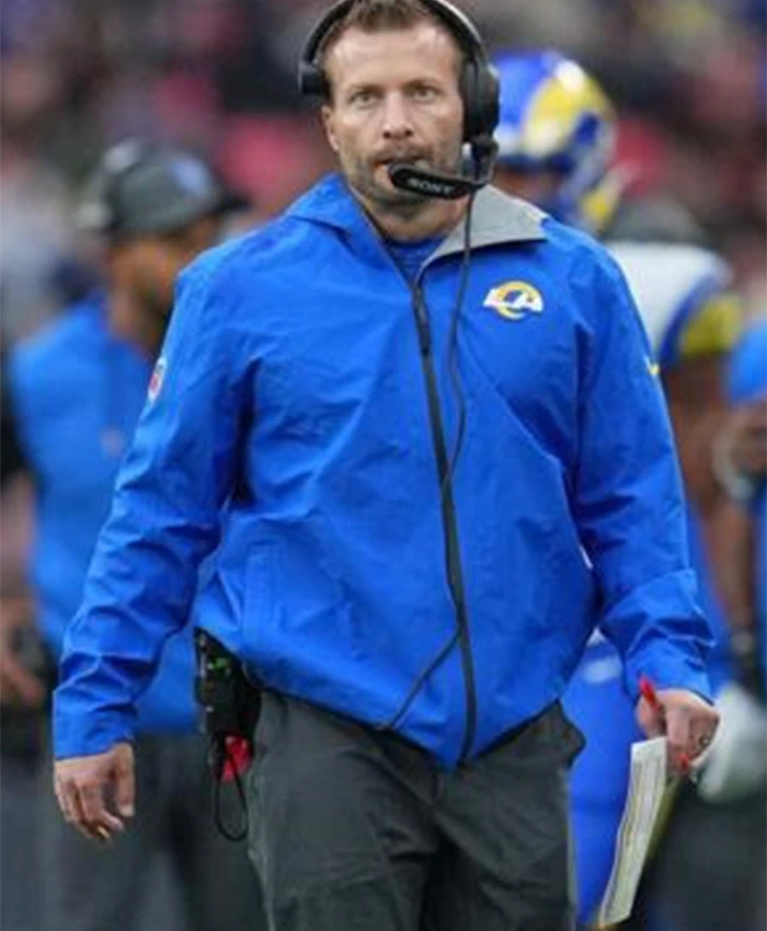 LA Rams 2025 Coach Sean McVay Blue Hooded Jacket For Sale