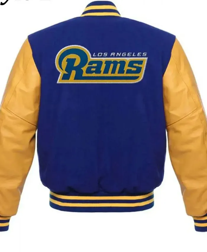 Los Angeles Rams Yellow and Blue Varsity Jacket For Sale
