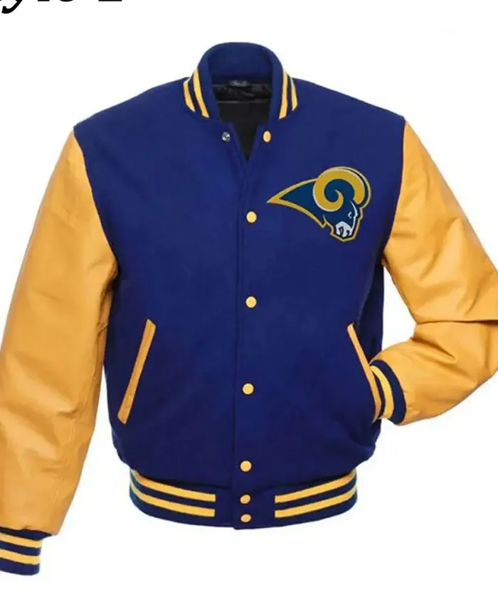 Los Angeles Rams Yellow and Blue Varsity Jacket
