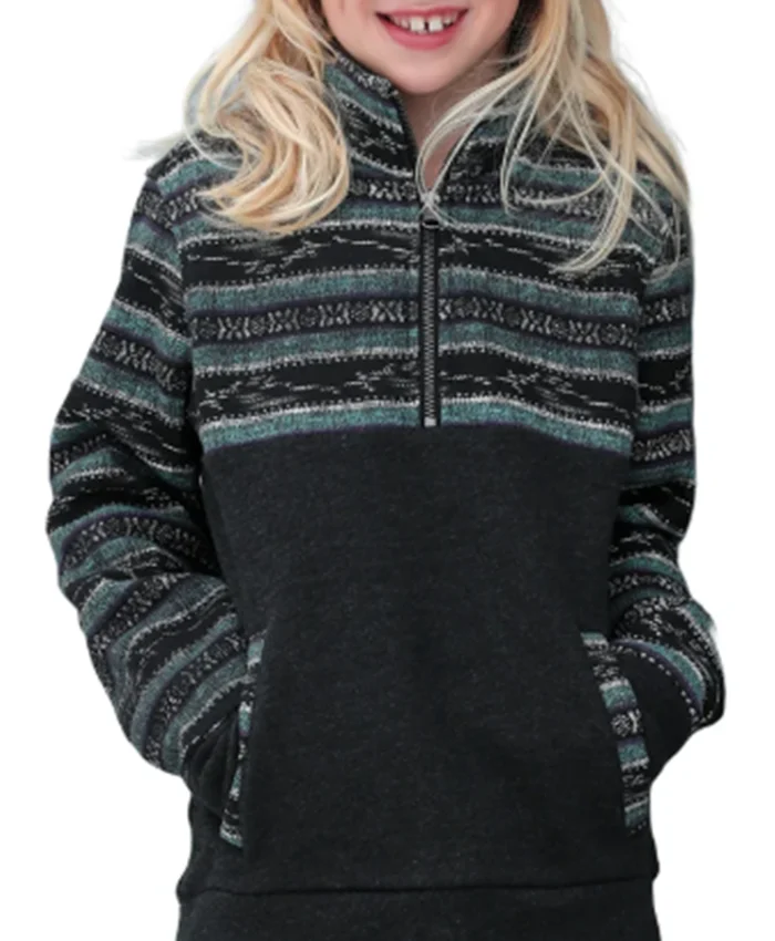 Lyndy Borden Heartland S19 Black Half Zip Pullover Jacket For Sale