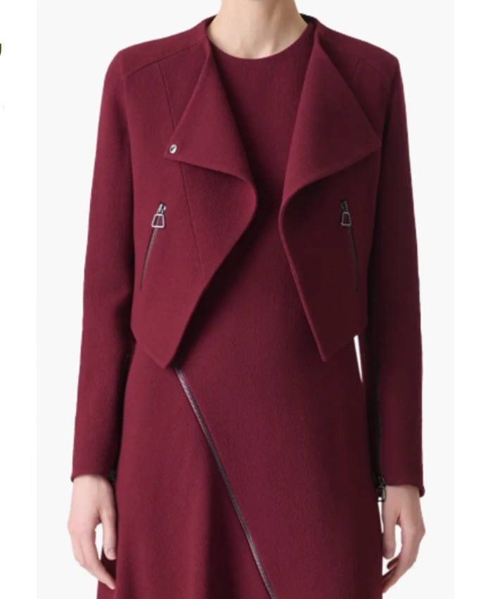 Mae Silver Boston Blue S01 Maroon Cropped Jacket For Sale