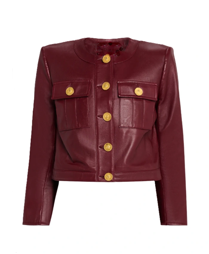 Marissa Gold Elsbeth S03 Golden Button Leather Jacket For Sale