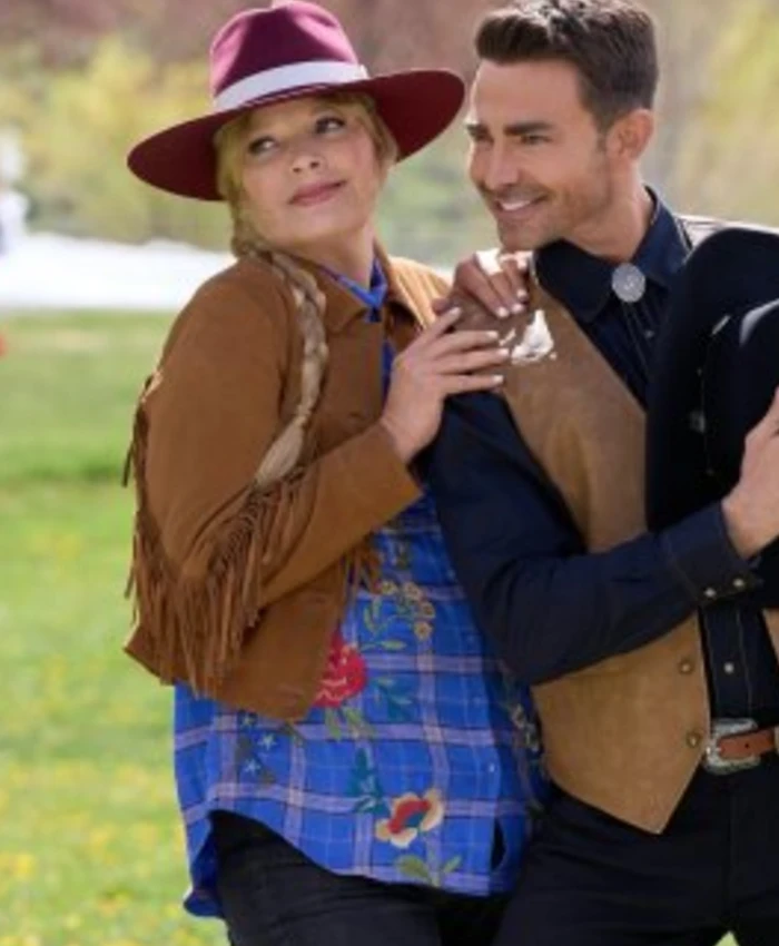 Melissa Peterson Finding Mr Christmas S02 Brown Fringe Jacket