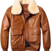 Men Brown Aviator Sheepskin Leather Jacket