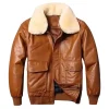 Men Brown Aviator Sheepskin Leather Jacket