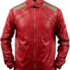 Men Cafe Racer Stylish Red Leather Jacket