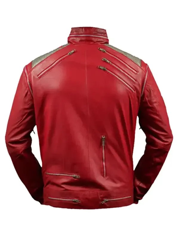 Men Stylish Multi-Zipper Red Leather Cafe Racer Jacket