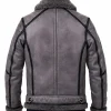 Mens Aviator B3 Sheepskin Grey Shearling Bomber Leather Jacket