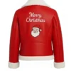 Merry Christmas Red Shearling Leather Jacket For Sale