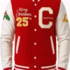 Merry Christmas Varsity Red and White Jacket