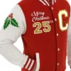 Merry Christmas Varsity Red and White Jacket For Sale