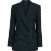 Minka Kelly Champagne Problems Striped Blazer For Sale