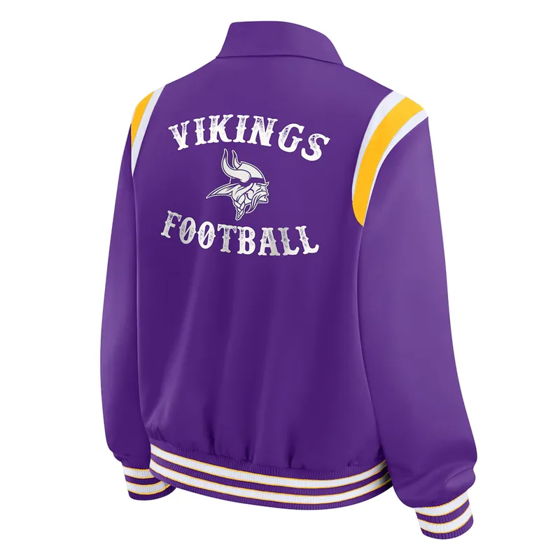 Minnesota Vikings Lightweight Purple Varsity Full-Snap Satin Jacket