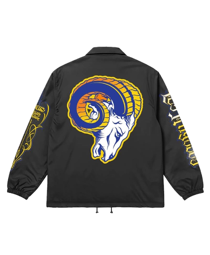 Mister Cartoon x Los Angeles Rams Black Coach Jacket Fofr Sale