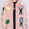 Momo Ayase Dandadan Pink Varsity Jacket