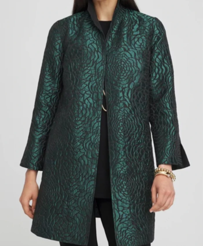 Mona Wilson Beyond the Gates Green Jacquard Jacket For Sale