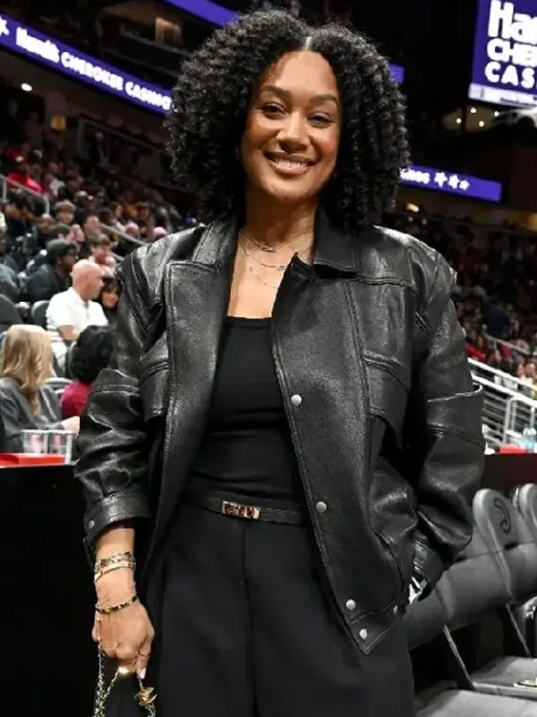 NBA 2025 Crystal Renee Hayslett Black Leather Jacket