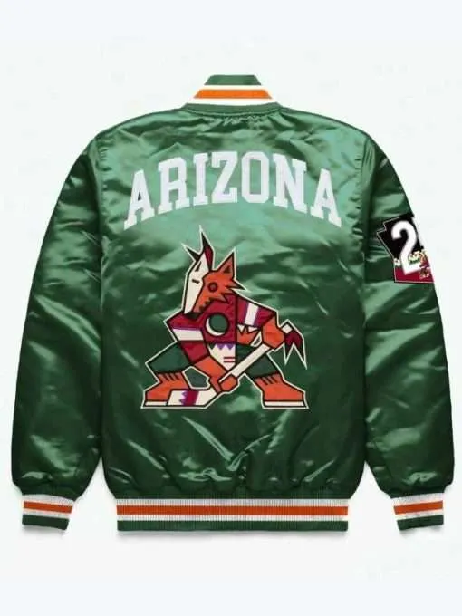 NHL Arizona Coyotes Exclusive Green Satin Bomber Jacket
