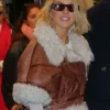NYC Sydney Sweeney Shearling Brown Leather Jacket For Sale