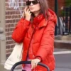 New York City Emily Ratajkowski Orange Puffer Jacket