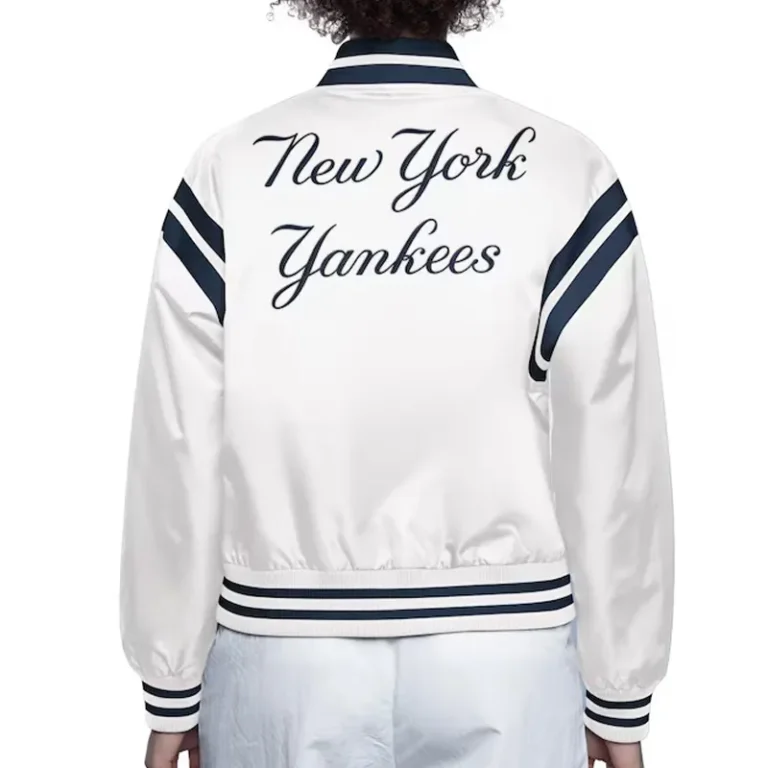 New York Yankees White Starter Bomber Jacket For Sale