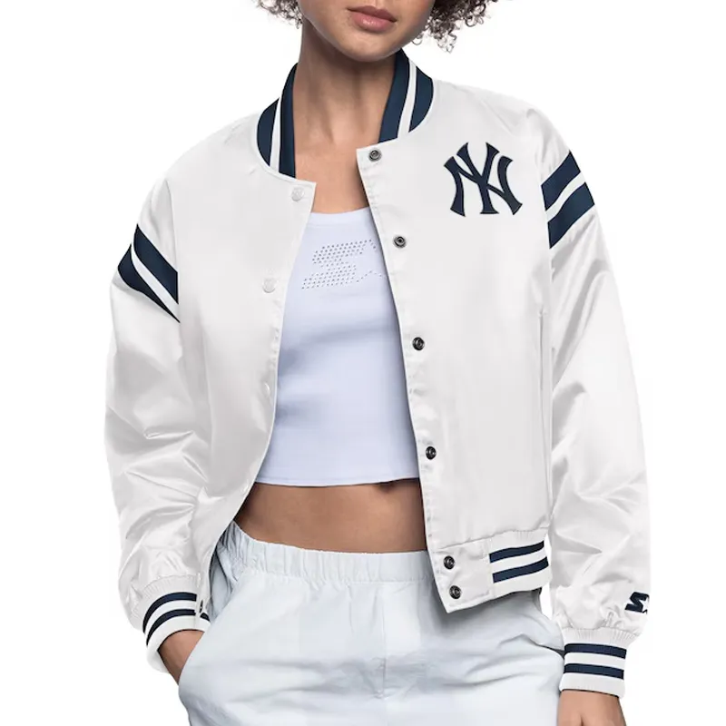 New York Yankees White Starter Bomber Jacket
