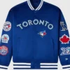OVO x New Era x MLB Toronto Blue Varsity Jacket Front