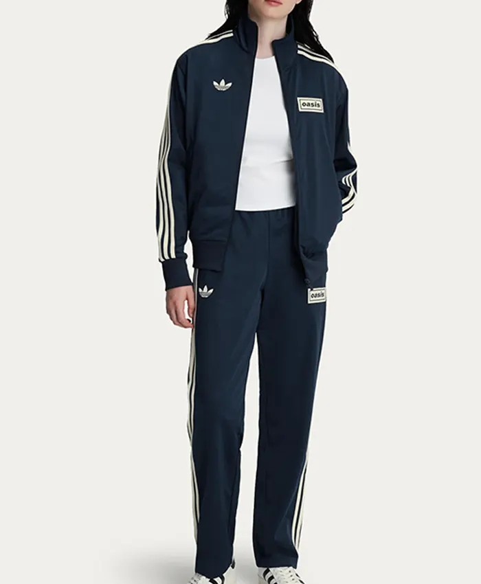 Oasis x Adidas 2025 White Stipped Tracksuit Blue