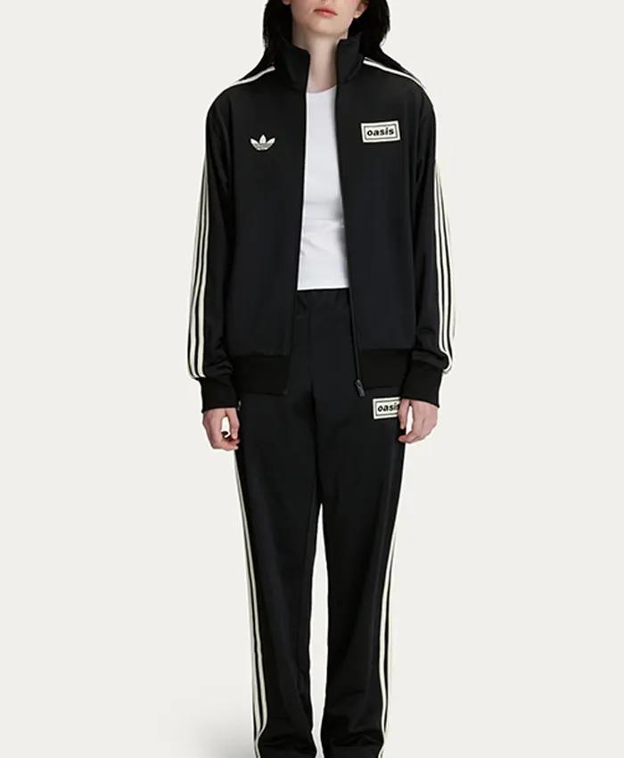 Oasis x Adidas 2025 White Stipped Tracksuit Maroon Back
