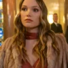 Olivia Holt Jingle Bell Heist Brown Fur Coat