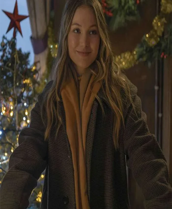 Olivia Holt Jingle Bell Heist Brown Long Coat