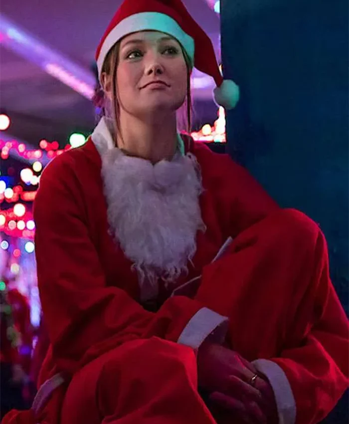 Olivia Holt Jingle Bell Heist Red Santa Coat