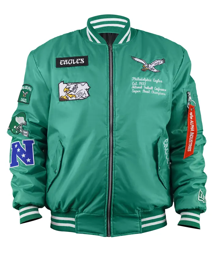 Philadelphia Eagles New Era x Alpha Bomber Jacket - Shop Now